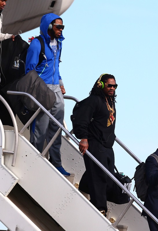Marshawn Lynch y Richard Sherman a su llegada a Arizona 