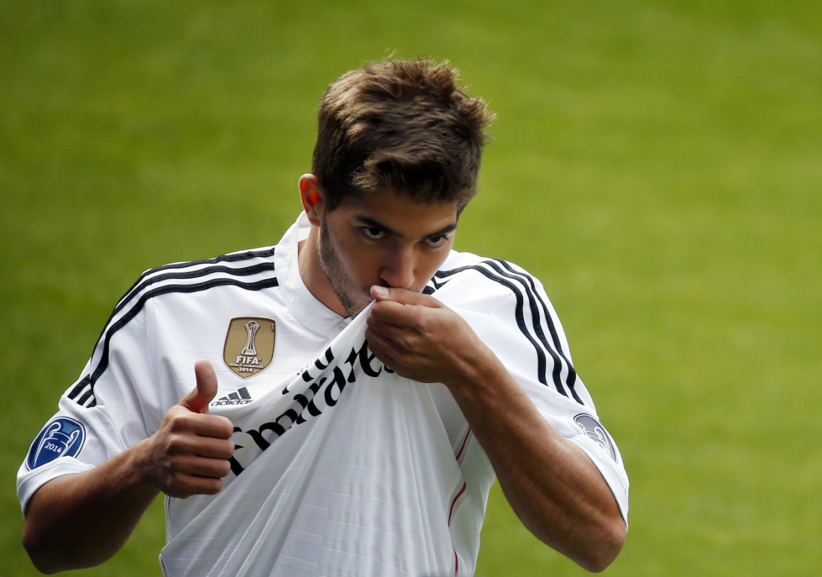 Lucas en su presentación en el Bernabéu 