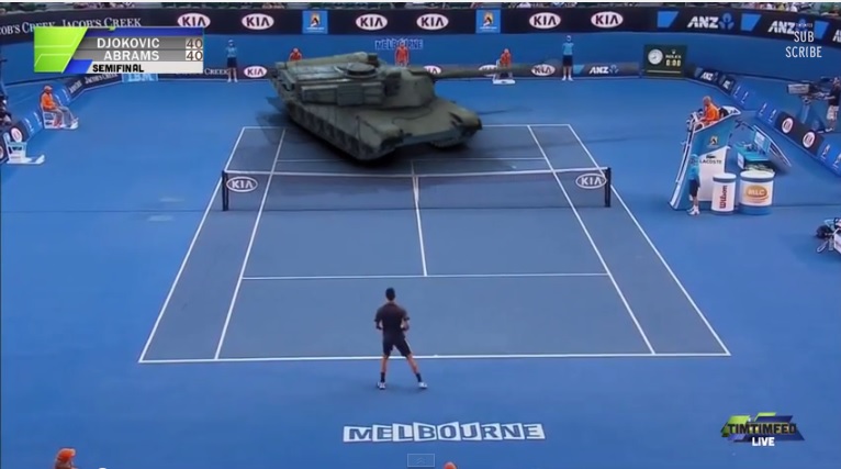 Novak Djokovic se enfrenta a un tanque de guerra 