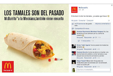 El post original, borrado de la cuenta de Facebook