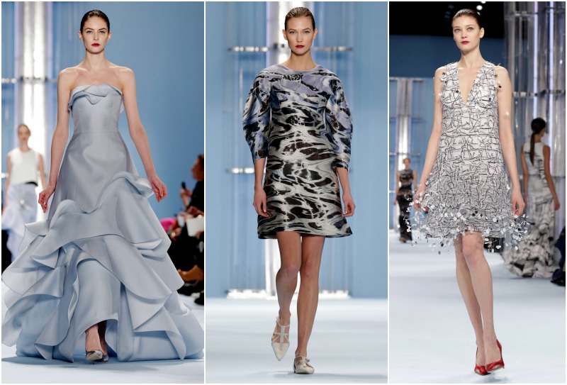 La colección otoño invierno de Carolina Herrera está inspirada en el agua. La modelo Karlie Kloss (centro) abrió y cerró la pasarela.