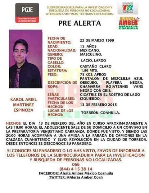 Joven desaparecido fue encontrado gracias a la emisión de una Alerta Amber.