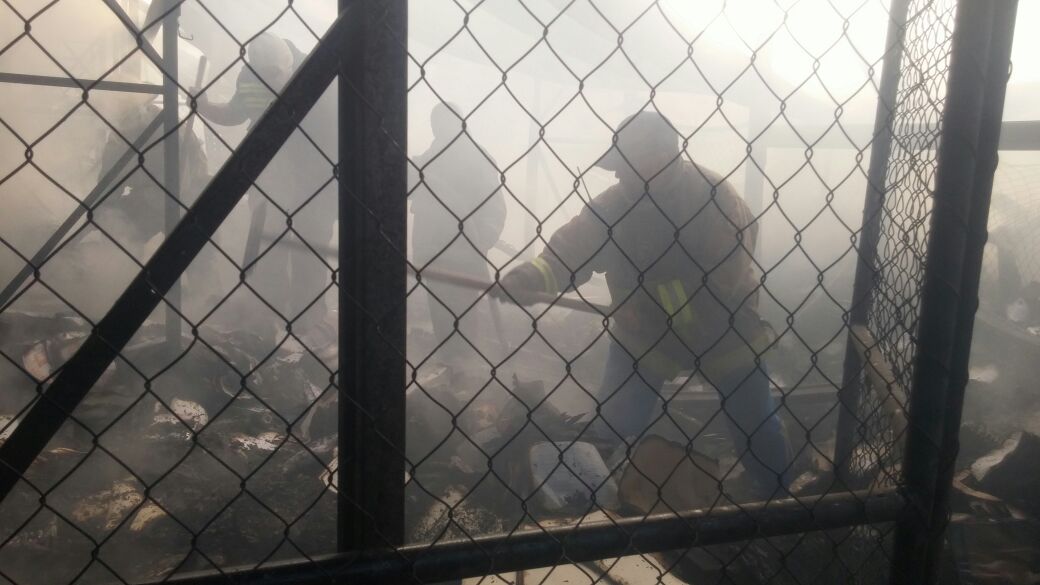 Los bomberos siguen laborando en el lugar. 