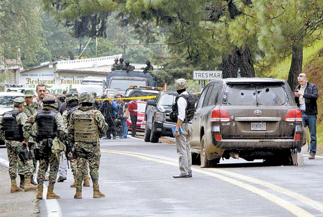 El peritaje en el lugar de los hechos del 24 de agosto de 2012 en el poblado de Tres Marías. 