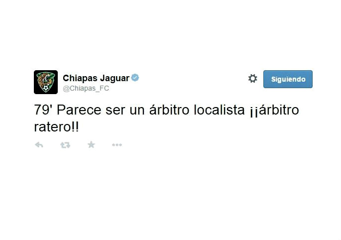 El tuit que le costó el castigo a Chiapas 