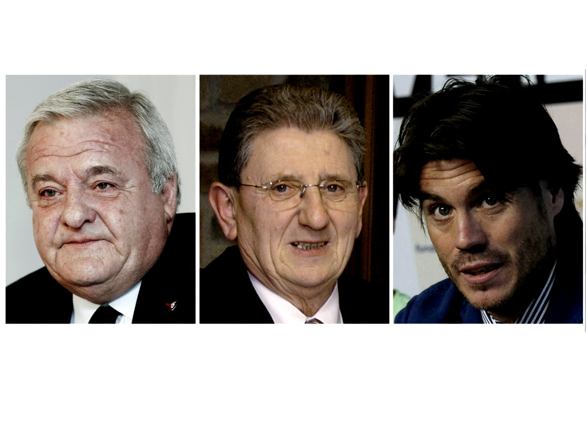 Patxi Izco, el que fue su vicepresidente Juan Pascual y el actual director de la Fundación de la entidad, Diego Maquírriain