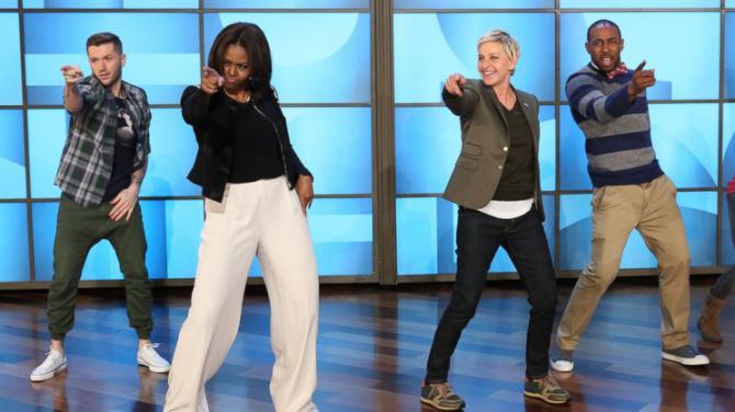 Obama y DeGeneres mostraron sus mejores pasos. 