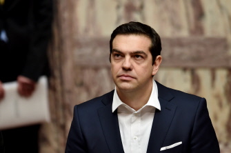 El primer ministro griego, Alexis Tsipras, durante la ceremonia de juramento del nuevo presidente, Prokopis Pavlopoulos, en Atenas