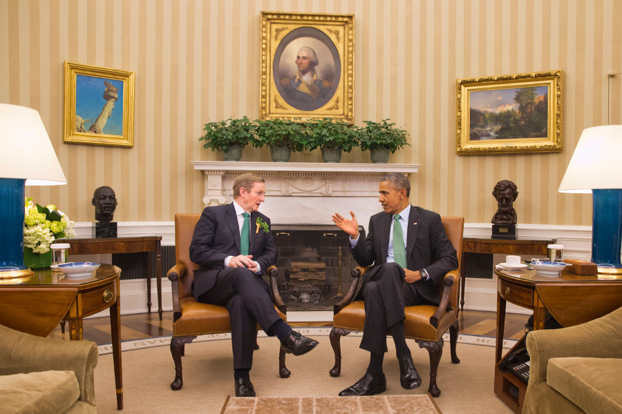 El presidente Barack Obama y el ministro de Irlanda Enda Kenny en la Oficina Oval.