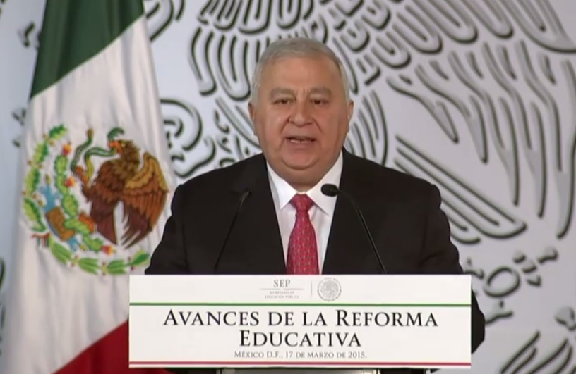 El secretario de Educación Pública, Emilio Chuayffet, en el informe de avances de la reforma educativa.