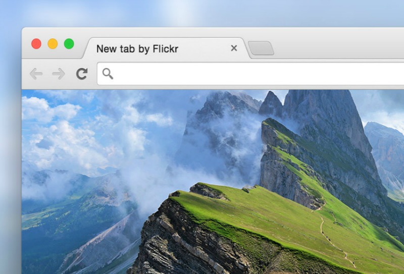 Las pestañas de tu navegador te mostrarán fotos de la comunidad de Flickr.