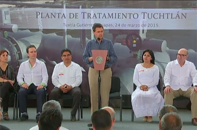 El Presidente puso en marcha la Planta Tratadora de Aguas Residuales “Tuchtlán”.