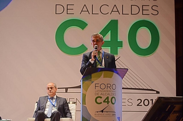El jefe de gobierno del Distrito Federal, Miguel Ángel Mancera, durante su participación en el Foro Latinoamericano de Alcaldes C-40.