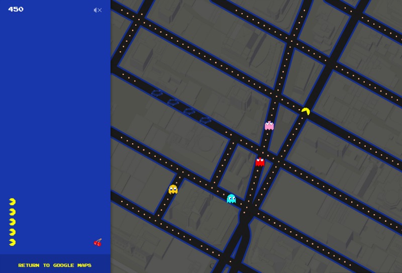 Juega Pac-Man en las calles de los mapas de Google.
