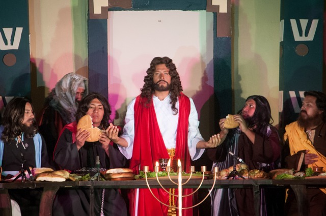 La última cena en la 171 representación de la Pasión de Cristo, 2014.