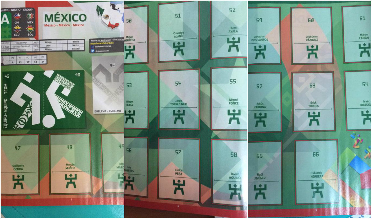 Estos los nombres que aparecen como seleccionados de México en el álbum Panini de la Copa América de Chile 2015 