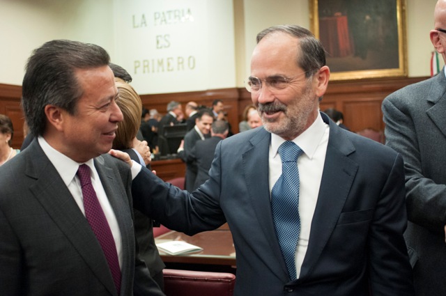 César Camacho, líder nacional del PRI y Gustavo Madero, presidente del PAN.