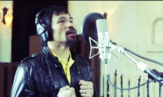 Manny Pacquiao cantando la canción que se escuchará cuando suba al ring el 2 de mayo 