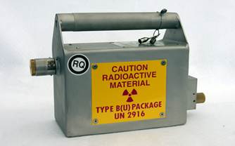 Imagen del equipo que contiene la fuente radiactiva.