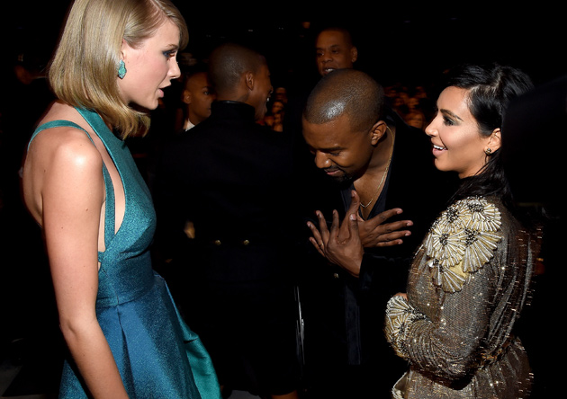 Taylor Swift, Kanye West y Kim Kardashian. 