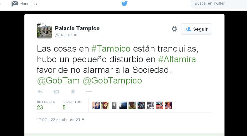 Esta es una de las cuentas falsas del Ayuntamiento de Tampico.