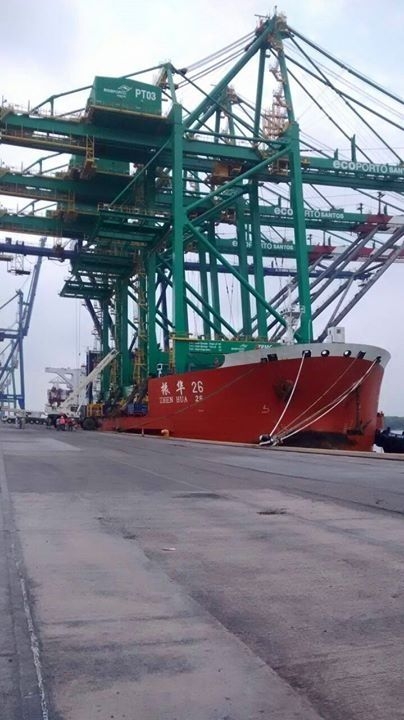 La embarcación con la grúa STS llegó el fin de semana.
