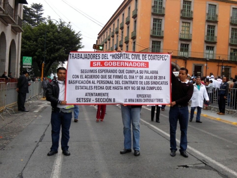 Trabajadores de diversos sector demandaron el cumplimiento de bases para los sectores magisteriales, de salud, salarios y prestaciones en el desfile d