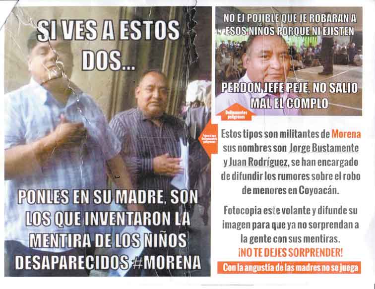 Niños robados en Coyoacán.- Imágenes de los presuntos responsables de inventar esa historia.