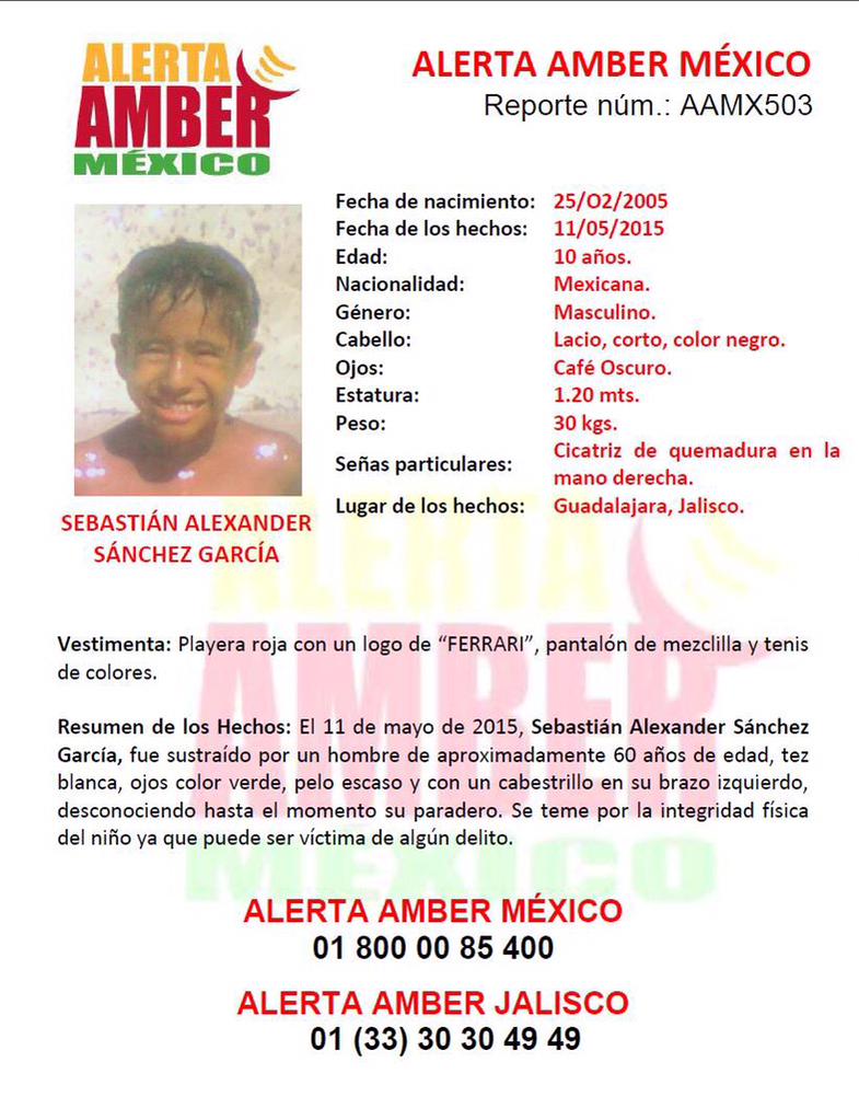 Buscan a Sebastián Alexander Sánchez Gracía