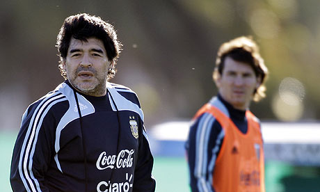 Maradona y Lionel Messi en la selección de Argentina