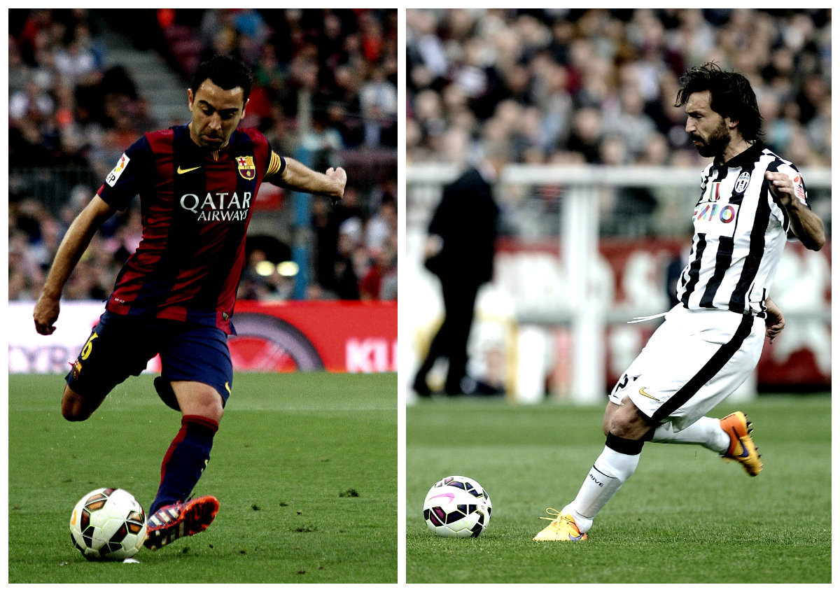 Xavi Hernández y Andrea Pirlo