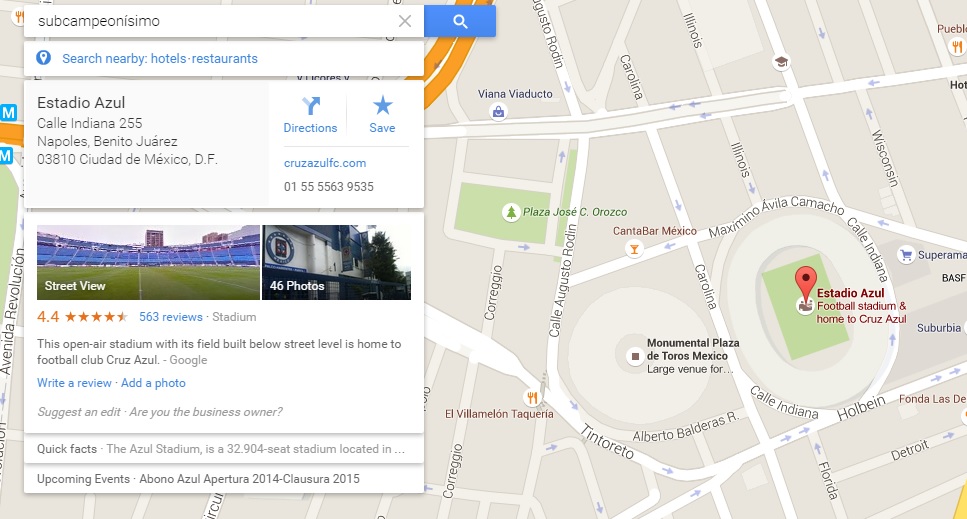 Google Maps molestando a Cruz Azul