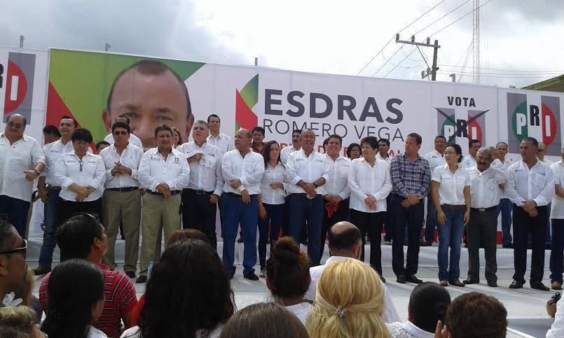 Esdras Romero Vega durante su cierre de campaña en Altamira.