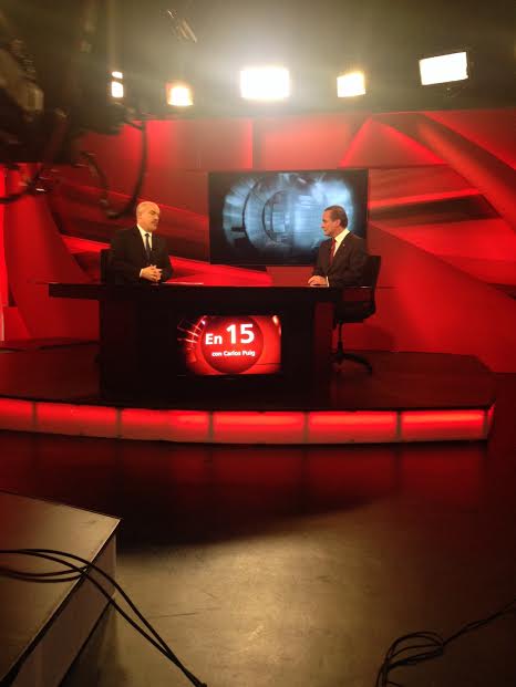 Juan Pablo Castañón, presidente de la Coparmex, en el programa 'En 15' con Carlos Puig. 