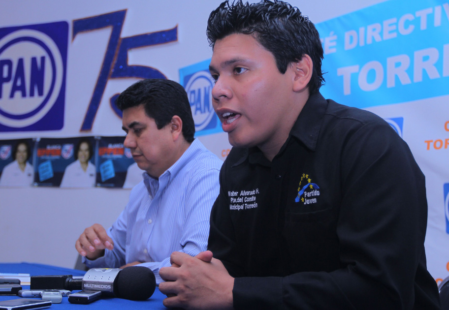 Walter Ramón Alvarado, presidente del comité municipal del Partido Joven en Torreón. 