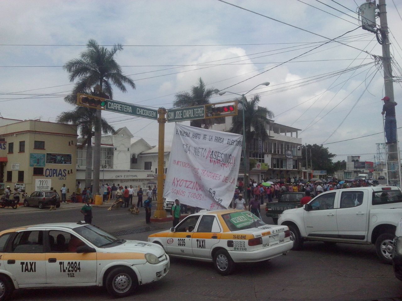 Los maestros realizaron diversos bloqueos en Tuxtla Gutiérrez. 