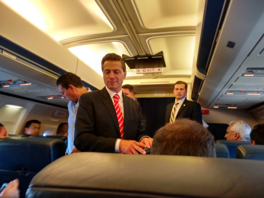 A bordo del TP01, que estuvo en mantenimiento tres meses, el presidente Enrique Peña Nieto inició una gira por Bélgica e Italia.