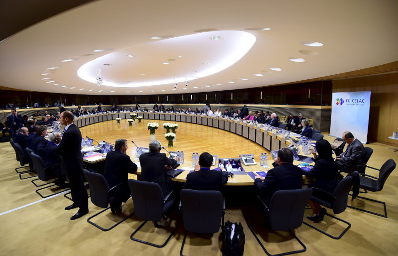La reunión de cancilleres de la Cumbre UE-Celac, en la Comisión Europea, en Bruselas.