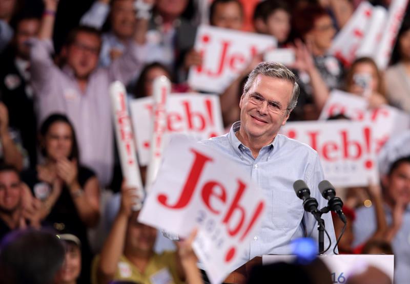 Jeb Bush, al anunciar de forma oficial su decisión de competir por la candidatura republicana a la Casa Blanca en el Miami Dade College 