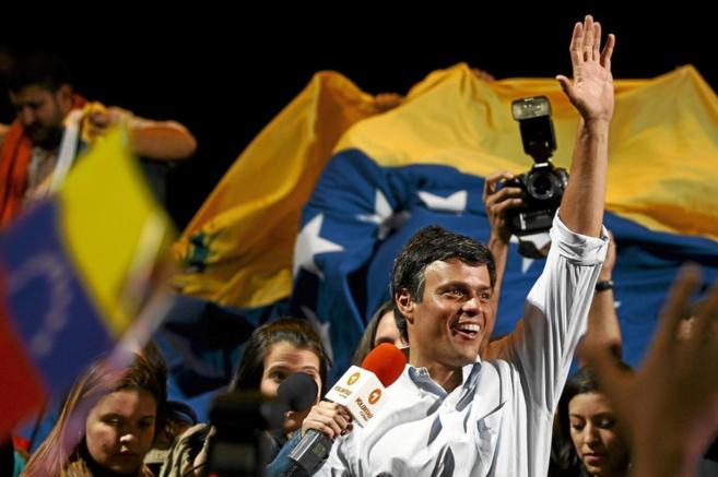 El líder opositor venezolano Leopoldo López, durante un mitin electoral en Venezuela