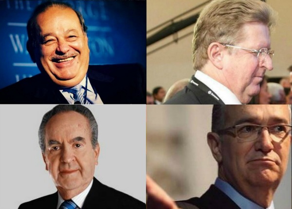 Carlos Slim (izquierda arriba), Germán Larrea (derecha arriba), Alberto Baillères González (izquierda abajo) y Ricardo Salinas Pliego (derecha abajo),