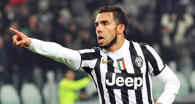 Carlos Tévez, artillero argentino, durante un partido con la Juventus 