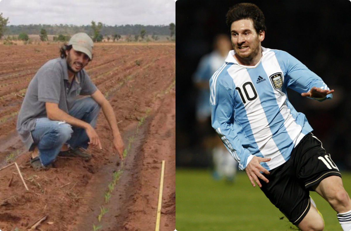 Santiago Menéndez y Lionel Messi 