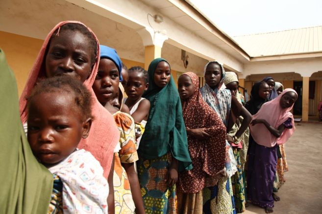 Algunas de las niñas nigerianas rescatadas en el pasado mes de mayo tras ser secuestradas por Boko Haram