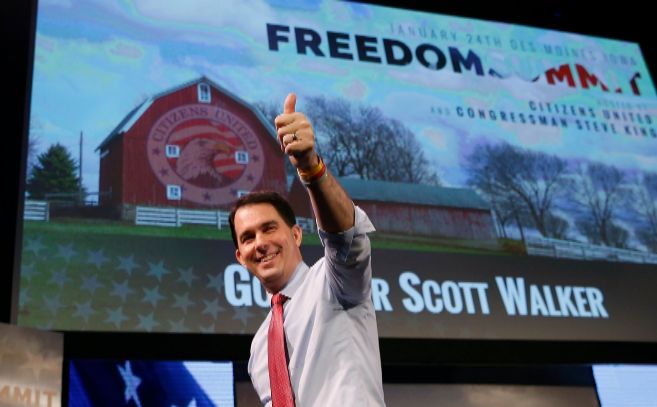 El gobernador de Wisconsin, Scott Walker, durante un evento político en Iowa