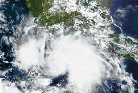 Imagen satelital de fenómeno meteorológico.