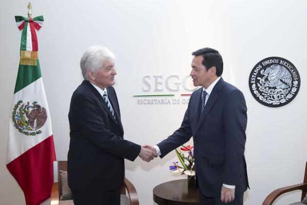 Osorio Chong revisó las acciones coordinadas en la frontera sur con el embajador de Guatemala, Arturo Duarte, ante la fuga de Joaquín Guzmán. 
