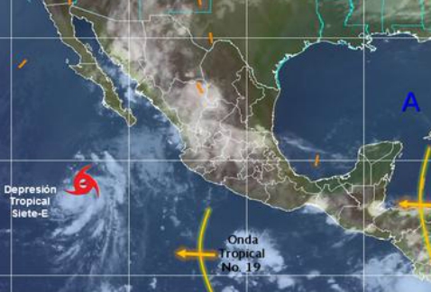 A las 10:00 horas la depresión tropical 7-E tomó más fuerza en el Océano Pacífico y se convirtió en la tormenta tropical Felicia, que provocará lluvia