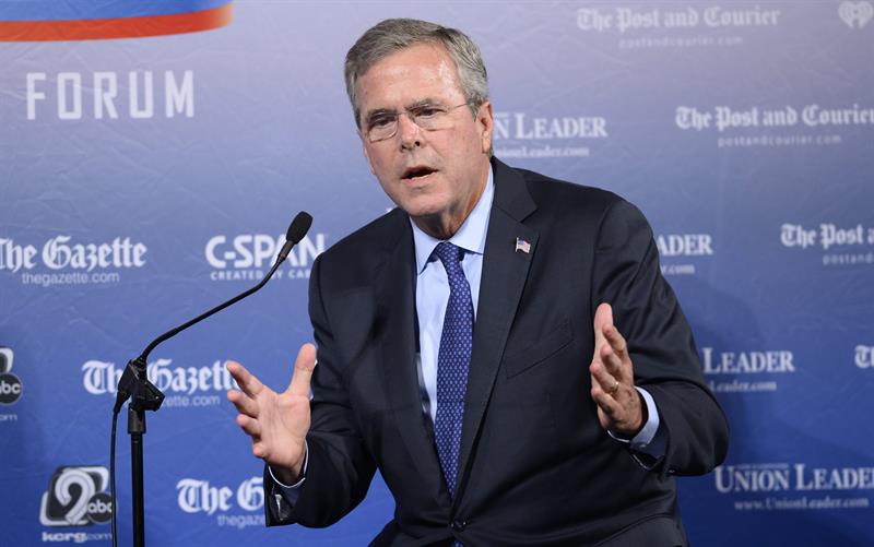 Jeb Bush hoy, en el primer Foro de Votantes en el St. Anselm College en Manchester, New Hampshire 