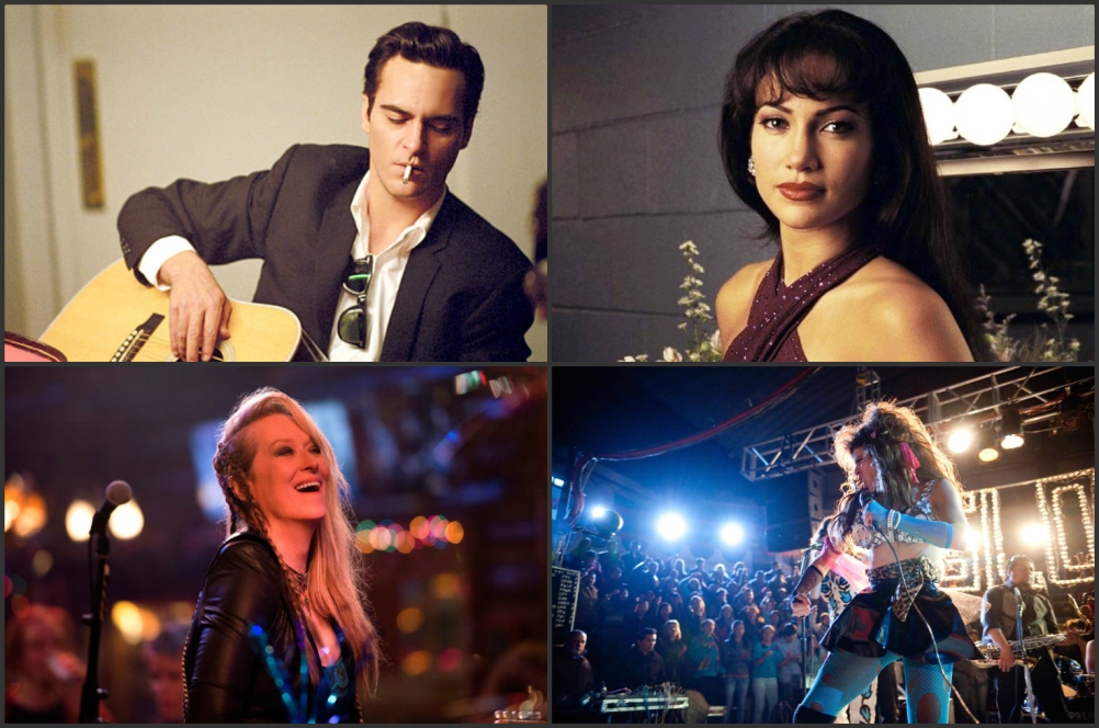 Joaquin Phoenix, JLo, Meryl Streep y Sofía Espinosa en sus papeles de cantantes en el cine. 